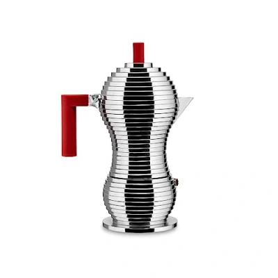 Immagine di Alessi Pulcina MDL02/6 R Caffettiera a Induzione di Design con Fondo Magnetico in Fusione d&#039;Alluminio e PA, 6 Tazze, Rosso
