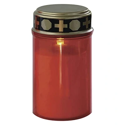 Immagine di Emos DCCV19, Lumino per cimitero a LED, con timer, IP44, impermeabile, esterni, luce cimiteri, batteria rossa, 1.500 ore di durata