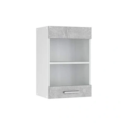 Immagine di Vicco Mobile da cucina in vetro R line, Calcestruzzo/Bianco, 40 cm