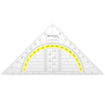 Immagine di Westcott goniometro 14 cm trasparente in plastica infrangibile con Scala gialla tecnica E per scuola, università o ufficio 10132 00