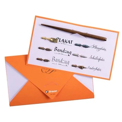 Immagine di Brause 139B Set per la scrittura e calligrafia che include 6 pennini (Sténo, Ecolière, Index, Plakat 10mm et Bandzug 1,5 mm, 3mm)e un portapennino di legno