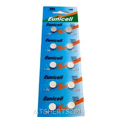 Immagine di Batterie alcaline a bottone Eunicell AG9, 10 pezzi, G9 LR45, LR936SW, LR936, SR936W, SR936SW tipo 394