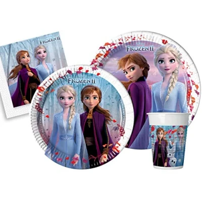 Immagine di Ciao II Kit Party Tavola Disney Frozen (piatti, bicchieri, tovaglioli), Single, Multicolore, 24 persone, Y5055