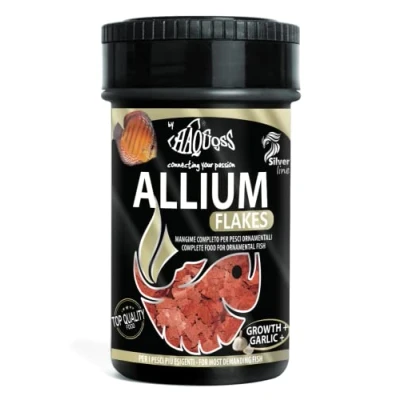 Immagine di Haquoss Allium Flakes Mangime in Scaglie a Base di Aglio per Discus, 100 ml/16 gr