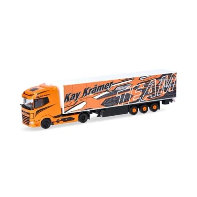 Immagine di Herpa 317634 H0 Camion modello DAF XG+ autotreno con valigetta di raffreddamento Kay Kadms (Mecklenburg Vorpommern/Roggentin)