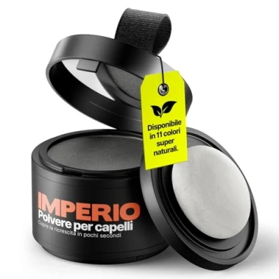 Immagine di IMPERIO Polvere per l’attaccatura dei capelli, correttore la calvizie, effetto infoltimento unisex, resistente all&#039;acqua, 4 g (grigio scuro)
