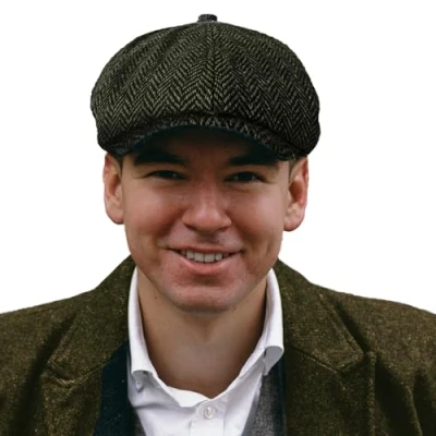 Immagine di TOSKATOK® Unisex Uomo, Donna 8 Pannelli a Herringbone in Tweed di Lana Misto Baker Boy Newsboy Piatto Cappello Berretto Gatsby
