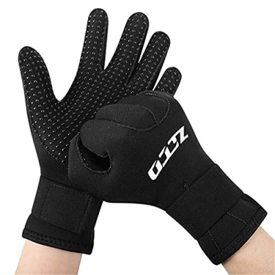 Immagine di ZCCO guanti da immersione in neoprene 3mm / 5mm, muta termica a doppio strato con polso elastico e particelle antiscivolo (5mm, L)