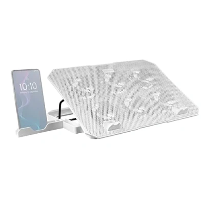 Immagine di MARSGAMING MNBC23, Base di Raffreddamento e Supporto 16&quot;, 6 Ventole Controllabili con LED Blu, Stand Posizioni, Smartphone, 2 USB 2.0, Bianco