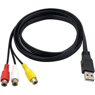 Immagine di Duttek Cavo da USB a RCA, 2.0 maschio 3 RCA femmina Jack splitter Audio Video adattatore composito AV per TV, Mac, PC, HDD e DVR 1.5M / 5FT