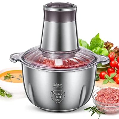 Immagine di Tritatutto da Cucina Elettrico FOHERE 350W Mini Robot con 2 Velocità, Ciotola in Acciaio Inox 2.5L, 4 Lame per carne, Cipolle, Verdure e Pappe