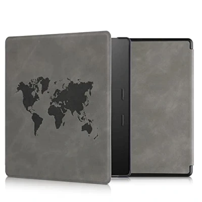 Immagine di kwmobile Custodia eReader Compatibile con Amazon Kindle Oasis 10. Generation Cover eBook Reader Flip Case Magnetica Pelle PU Sagoma Mondo