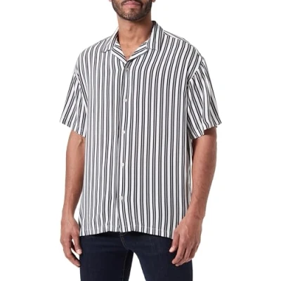 Immagine di JACK &amp; JONES Jorluke Aruba Resort Maglietta SS Camicia a Maniche Corte, Bianco Brillante/Strisce: Strisce, L Uomo