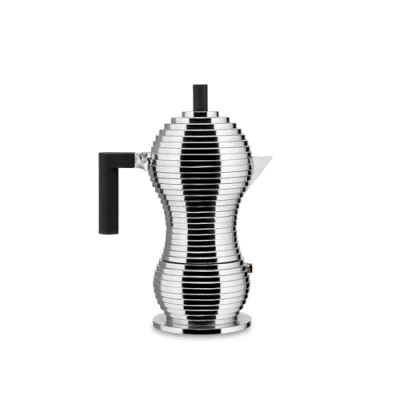 Immagine di Alessi Pulcina MDL02/6BFM Caffettiera per Espresso di Design, Manico e Pomolo in PA, Fusione Alluminio Piani a Induzione, 6 tazze, Nero