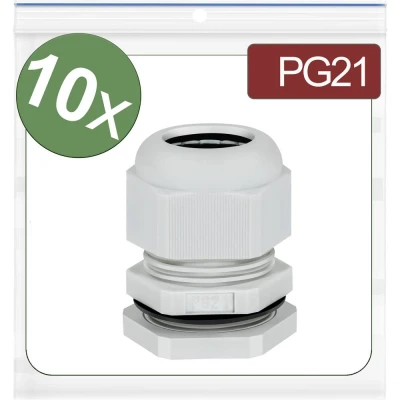 Immagine di Quadrios 24CA397 Pressacavo filettato PG21 Poliammide Grigio 10 pz.