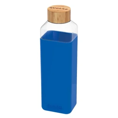 Immagine di Quokka STORM AZURE BOTTIGLIA DI VETRO QUADRATA CON COPERTURA IN SILICONE 700 ML