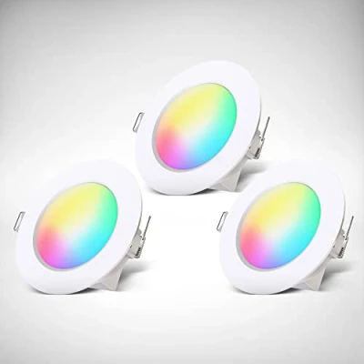 Immagine di B.K.Licht I Set di 3 luci da incasso per bagno RGBW LED faretto colorato telecomando foro Ø70 mm dimmerabile 92x45 (DxH) bianco