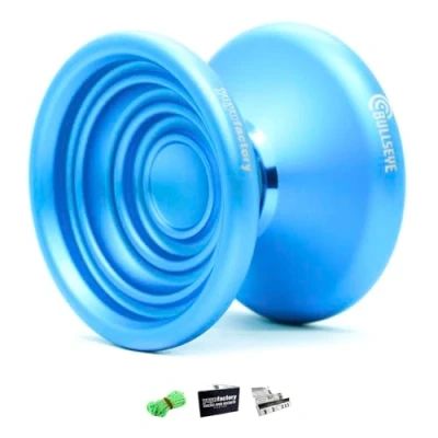 Immagine di YoyoFactory Bullseye Yo Blu (Trucchi del Dna, Yoyo in Metallo, Corde, Cuscinetti a Sfera e Istruzioni Incluse)