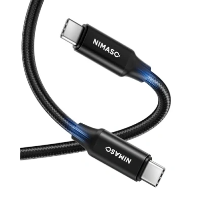 Immagine di NIMASO cavo USB C a 3.1 Gen 2 10 Gbps trasferimento dati, 100 W 20 V/5 A, di ricarica rapida 1 m, 4 K 60 Hz per laptop, Thunderbolt 3, MacBook Pro, iPad Galaxy S23, dispositivi