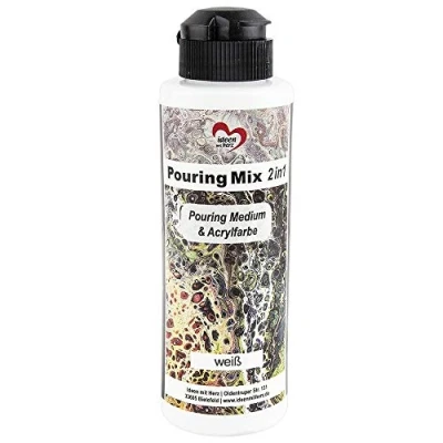 Immagine di Ideen mit Herz Pouring Mix 2 in 1 Pittura media &amp; acrilico 180 ml Non è necessaria alcuna miscelazione con fluido, medio o olio di silicone (bianco)