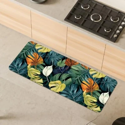 Immagine di Comart, Tappeto Austin, per Cucina e Corridoio, Passatoia in Poliestere Stampato, Impermeabile Antiscivolo, Decoro Tropicale Peperomia, 50 x 130 cm, Lavabile Lavatrice, Resistente, Made Italy