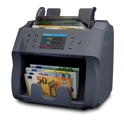 Immagine di Detectalia V500 Conta banconote professionale con funzione di valore per miste da 5 valute EUR, GBP, USD, CAD, MXN Sensore CIS e riconoscimento numeri serie