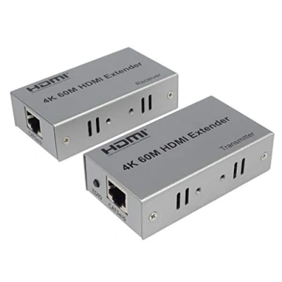 Immagine di PremiumCord Extender HDMI 4K fino a 60m tramite cavo patch Cat5e/Cat6, LAN, alloggiamento in metallo, compatibile con 2160p UHD, Full HD 1080p 60Hz, 3D