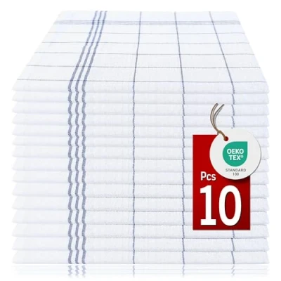 Immagine di Pataya Strofinacci Cucina Cotone 50x70 cm Certificati Oeko Tex Asciugamani Stracci Elevata Assorbenza a Canovacci in (Blu, 10 pezzi)