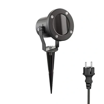 Immagine di ledscom.de Faretto da giardino a LED MIBU nero con picchetto terra per esterni, acciaio inossidabile, senza lampadina