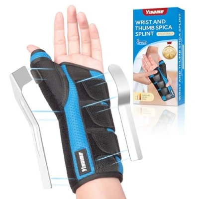 Immagine di YiYame Tutore pollice polsiera per tendinite polso, sindrome di de quervain, polso cisti tendinea, tunnel carpale, a scatto, fratture, Sinistro L