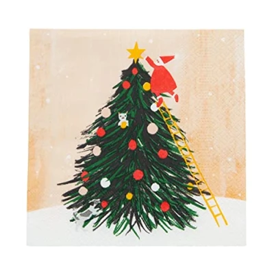 Immagine di Talking Tables tovaglioli di carta Babbo Natale con albero Natale, confezione da 20 riciclabili ed ecologici per la tavola, torte tritate, bambini e adulti, 33 x cm