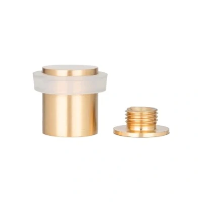 Immagine di EVI Herrajes Fermaporta 20 x 25 mm Base filettata Gomma Bianca di Silicone Naturale Ottone Finitura Opaca Compresi utensile, vite + tassello fissaggio Mod. I 180 BMT