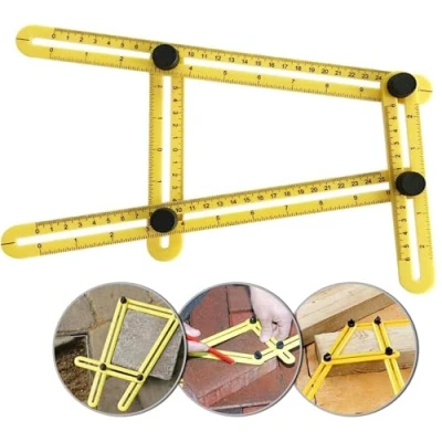 Immagine di DXIA Multi Angleizer Righell, Pieghevole Righello Multifunzione Realizzato, Strumento Template Angleizer, Modello Generale per Costruttori Handymen Artigiani, Giallo
