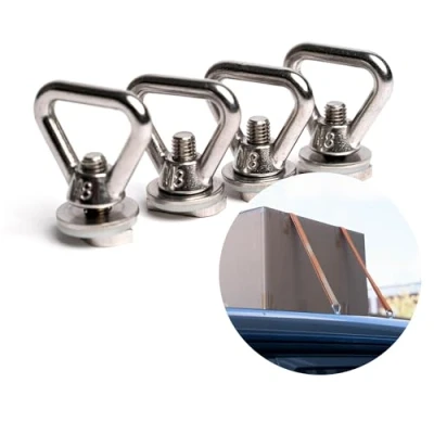 Immagine di 040Parts Set di 4 occhielli in acciaio INOX per tetto con profilo a C, adatti VW T5 T6 T6.1 California