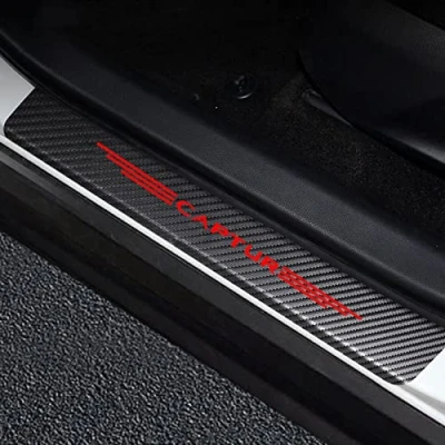 Immagine di 4 Pezzi Battitacco in Fibra di Carbonio Auto per Ren Ault CAPTUR, Adesivo Pedane, Protezione Esterna del Battiscopa Davanzale della Porta Car Styling Accessori,Red