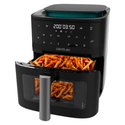 Immagine di Cecotec Friggitrice ad aria senza olio da 7 litri Air Fryer Cecofry Mist 7000. 1700 W, 4 in 1: friggitrice, vapore, fermentatore e disidratatore, capacità d&#039;acqua 1,4 l, 8 modalità, 40 200 C