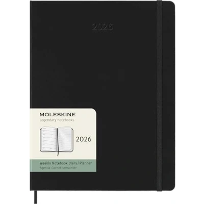 Immagine di Moleskine Weekly Planner, Agenda Settimanale 2026 12 Mesi Con Spazio Per Note, Copertina Rigida e Chiusura Elastica, Formato XL 19x25, Colore Nero
