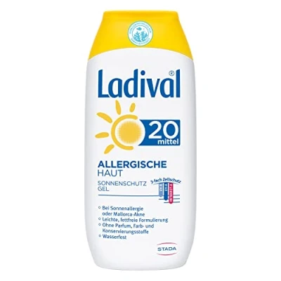 Immagine di Ladival Gel solare per pelle allergica, SPF 20, senza profumo, persone allergiche, coloranti e conservanti, impermeabile, 1 x 200 ml