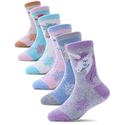 Immagine di PROETRADE Calcetines Niños Niñas, de Lana Cálidos, Senderismo, Deportivos, Gruesos, Térmicos, Invierno, Navidad, Regalos, 6 Pares (Unicornio, 1 3 Años)
