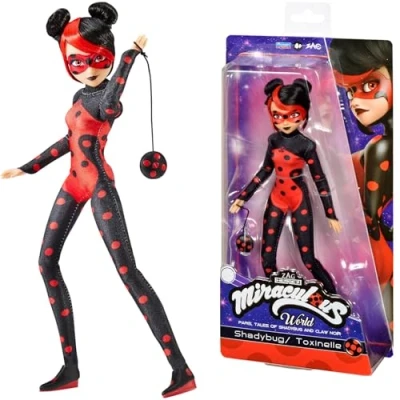 Immagine di Bandai Miraculous Bambola snodabile Shadybug Versione alternativa di Ladybug serie animata World Paris 26 cm Giocattolo per bambini dai 4 anni in su P50159, Rosso Nero