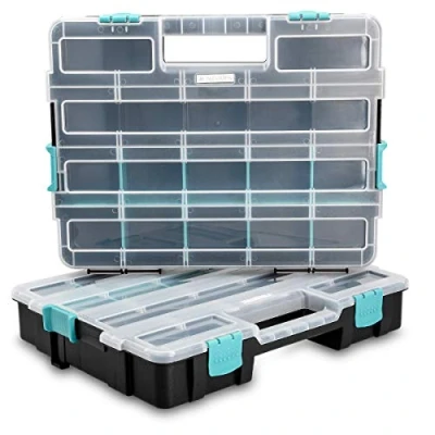 Immagine di Navaris Contenitore Portaminuterie Organizzatore Minuteria XL 2x Cassetta a Scomparti per attrezzi Vaschetta Organizer Arnesi Piccoli Oggetti Doppia