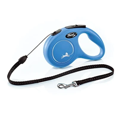Immagine di flexi® Guinzaglio Retrattile Classico per Cani (Corda), ergonomico, Resistente e Anti groviglio, Fino a 11,8 kg, 4,9 m, Piccolo, Blu