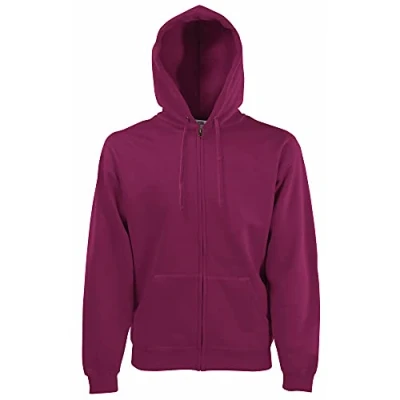 Immagine di Fruit of the Loom Zip Frontale Premium Felpa con Cappuccio, Borgogna, L Uomo