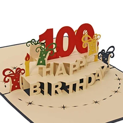 Immagine di Favour Pop Up® biglietto d&#039;auguri 3D per Il 100 compleanno. perfetto un anniversario importante, ideale anche buono regalo o in denaro TA100B