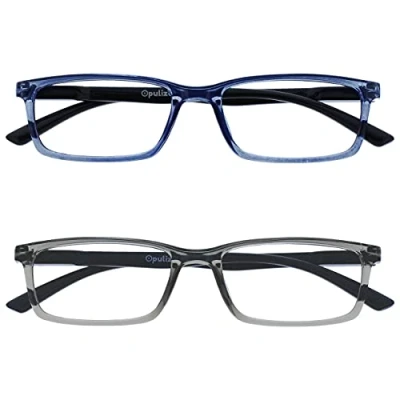 Immagine di OPULIZE See Occhiali Filtro Set da 2 Luce Blu Montatura Stretta Cerniere a Molla Migliorano il Sonno Gaming Computer Anti Riflesso Trasparente Grigio Uomo Donna BB9 37 +0.00
