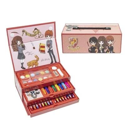 Immagine di Harry Potter Set di Cancelleria, Include Matite Colorate, Pennarelli, Acquerelli, Pennello, Spugna, Matita, Gomma, Pastelli Colorati, Taccuino, Valigetta, Scuola per Ragazzi