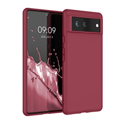 Immagine di kwmobile Custodia Compatibile con Google Pixel 6 Cover Back Case per Smartphone in Silicone TPU Protezione Gommata rosso rabarbaro