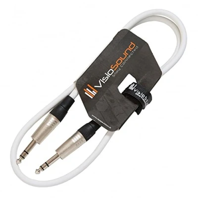 Immagine di Cavo Jack Stereo TRS 6.35mm 1/4&quot; a TRS/Cavo Patch Segnale Audio Bilanciato 1m Bianca