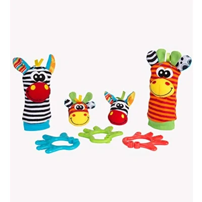 Immagine di Playgro Confezione Regalo Animali della Giungla, 7 Pezzi, Sonagli per Mani e Piedi, A Partire dalla Nascita, Multicolore, 40190
