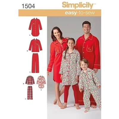 Immagine di Simplicity, cartamodello 1504.A, Pigiama per Uomo, Donna e Ragazzi, Multicolore